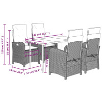 Produktbild för Matgrupp för trädgården med dynor 5 delar beige konstrotting