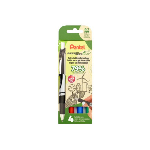 Pentel® Gelpenna PENTEL Energel 0,7 s.färg 4/fp