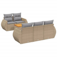 Produktbild för Soffgrupp för trädgården med dynor 6 delar beige konstrotting