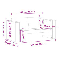 Produktbild för Trädgårdssoffa 2-sits 134x60x62 cm massiv furu