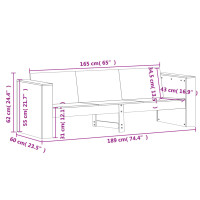 Produktbild för Trädgårdssoffa 3-sits vaxbrun 189x60x62 cm massiv furu