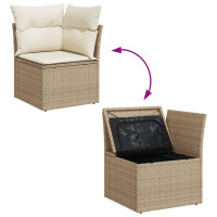 Produktbild för Soffgrupp för trädgården med dynor 6 delar beige konstrotting