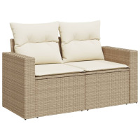Produktbild för Soffgrupp för trädgården med dynor 6 delar beige konstrotting