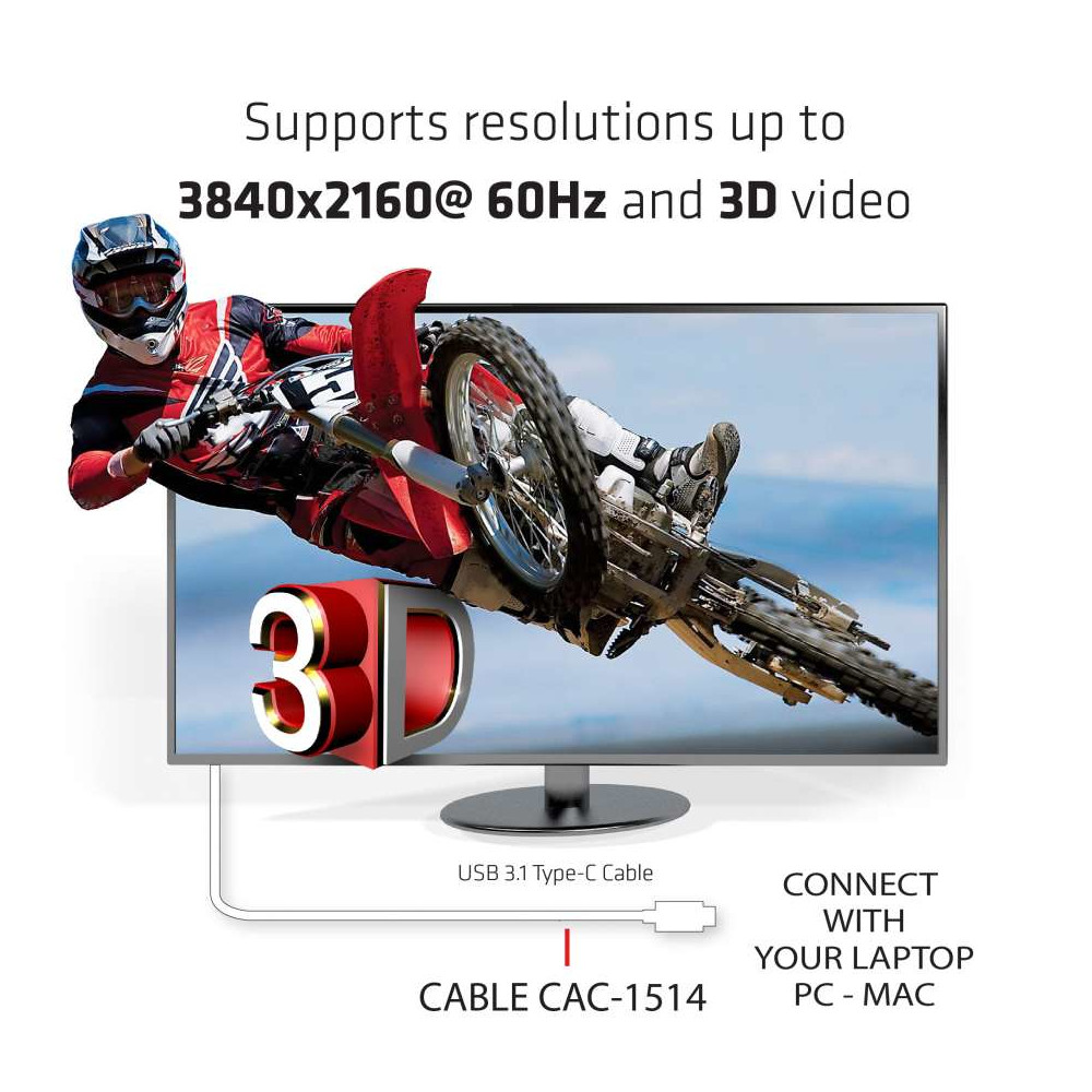 Produktbild för CLUB3D USB C to HDMI™ 2.0 UHD Cable Active 1.8 M./5.9 Ft.
