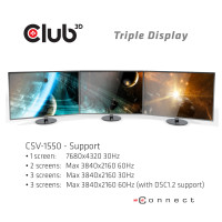 Miniatyr av produktbild för CLUB3D USB TYPE C 3.2 GEN1 MULTISTREAM TRANSPORT MST HUB DISPLAY PORT 1.4 TRIPLE MONITOR DisplayPort male Displayport female Svart