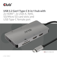 Produktbild för CLUB3D CSV-1593 gränssnittshubbar USB 3.2 Gen 1 (3.1 Gen 1) Type-C 16200 Mbit/s Metallisk