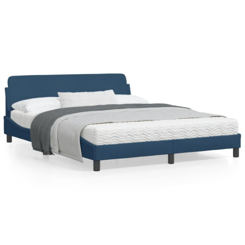 vidaXL Bed Frame with Headboard "Dover" Blue 160x200 cm Fabric - Sängar & Sängramar
