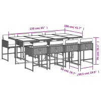 Produktbild för Matgrupp för trädgården med dynor 9 delar mixbeige konstrotting