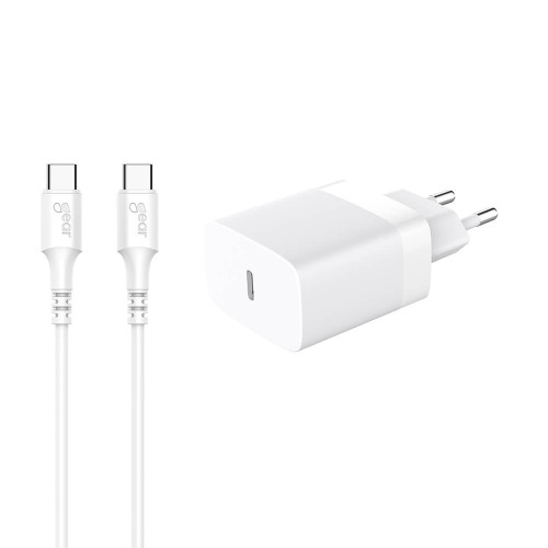 GEAR Charger 220V 1xUSB-C White PD/PPS 30W +1m Cable USB-C to USB-C