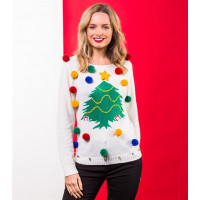 Produktbild för Women's Christmas tree jumper White