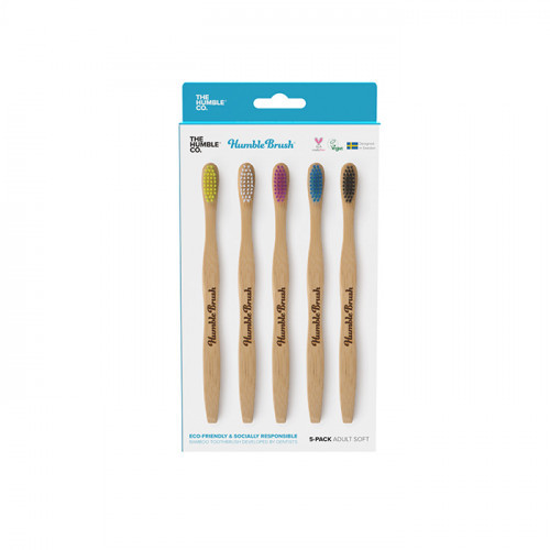 The Humble Co Toothbrush Flat Curved - Soft Adult 5- pack