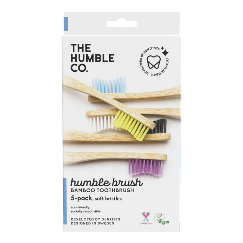 Produktbild för Toothbrush Flat Curved - Soft Adult 5- pack