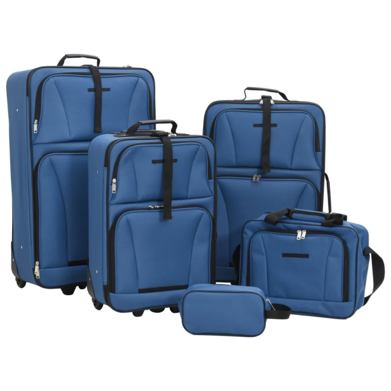 Produktbild för Resväskor set 5 delar blå tyg