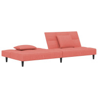 Produktbild för Bäddsoffa 2-sits med två kuddar rosa sammet
