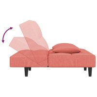 Produktbild för Bäddsoffa 2-sits med två kuddar rosa sammet