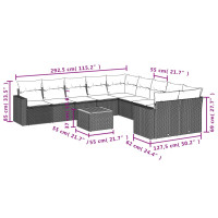 Produktbild för Loungegrupp för trädgården m. dynor 11 delar beige konstrotting