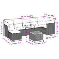 Miniatyr av produktbild för Loungegrupp för trädgården med dynor 8 delar svart konstrotting