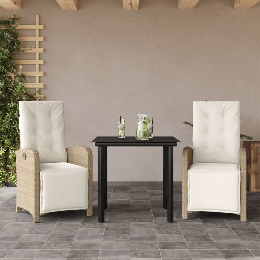Produktbild för Bistrogrupp med dynor 3 delar beige konstrotting