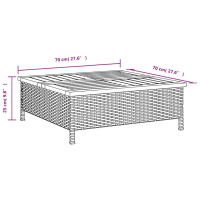 Produktbild för Trädgårdsbord svart 70x70x25 cm rotting och akaciaträ