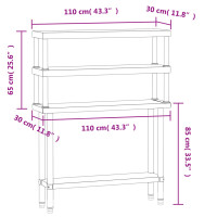 Produktbild för Arbetsbord med överhylla 110x30x150 cm rostfritt stål