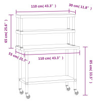 Produktbild för Arbetsbord med överhylla 110x55x150 cm rostfritt stål