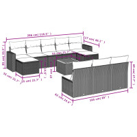 Miniatyr av produktbild för Loungegrupp för trädgården m. dynor 11 delar beige konstrotting