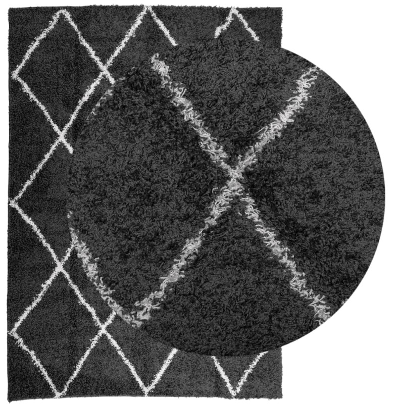 Produktbild för Matta långluggad modern svart och gräddvit 120x170 cm