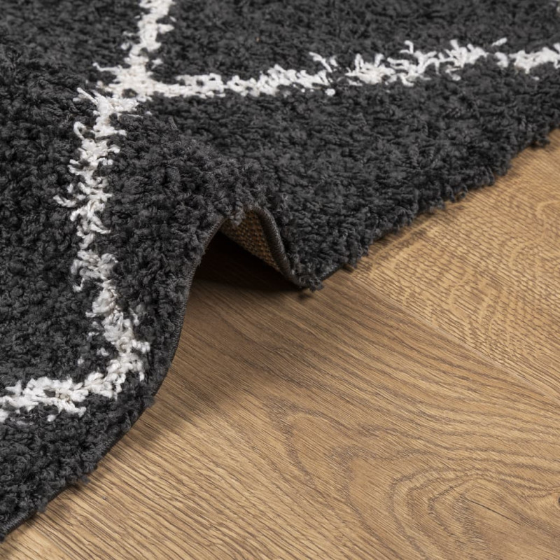 Produktbild för Matta långluggad modern svart och gräddvit 120x170 cm