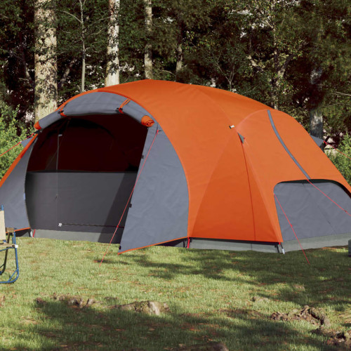 vidaXL Campingtält 8 personer grå och orange vattentätt