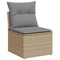 Produktbild för Loungegrupp för trädgården m. dynor 11 delar beige konstrotting