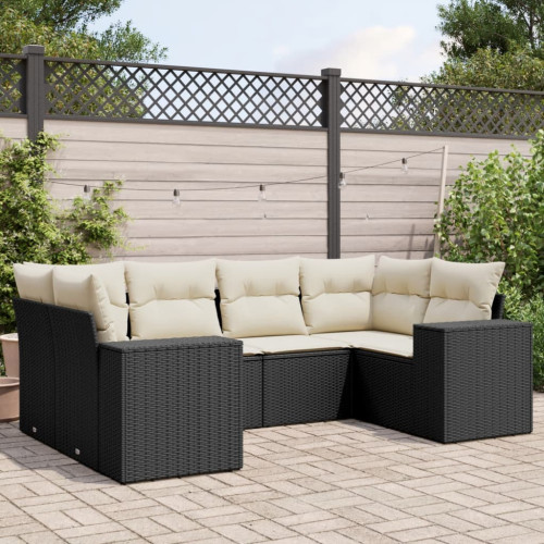 vidaXL Loungegrupp med dynor 6 delar svart konstrotting