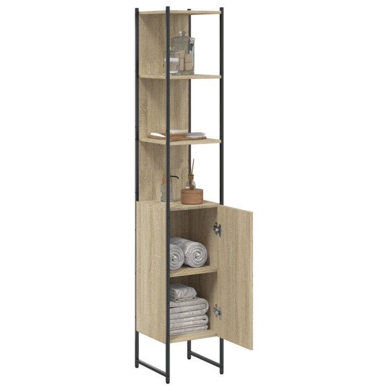 Produktbild för Badrumsskåp sonoma-ek 33x33x185,5 cm konstruerat trä