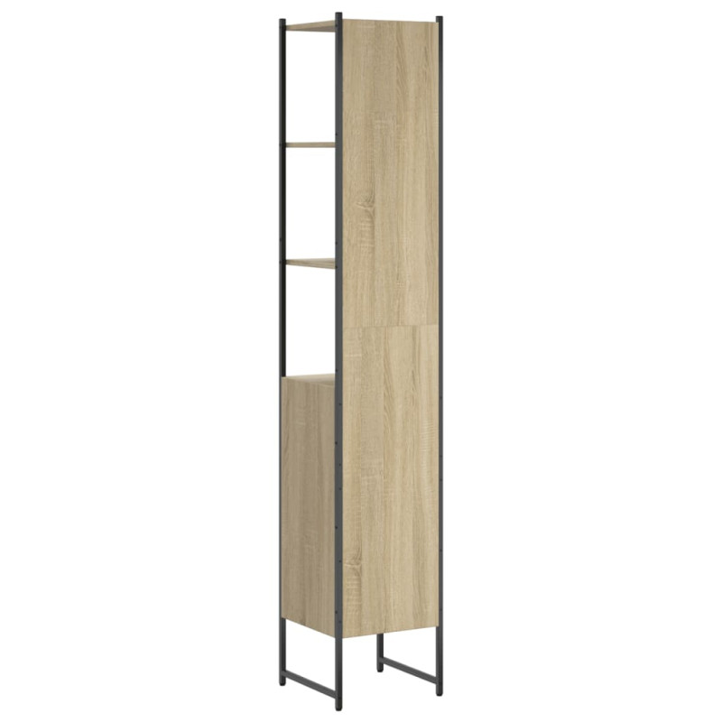 Produktbild för Badrumsskåp sonoma-ek 33x33x185,5 cm konstruerat trä