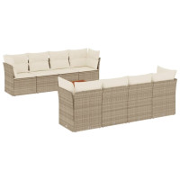 Produktbild för Soffgrupp för trädgården med dynor 9 delar beige konstrotting