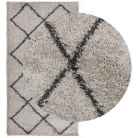 Produktbild för Ryamatta PAMPLONA lång lugg modern beige & antracit 80x150 cm