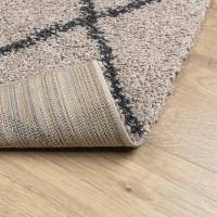 Produktbild för Ryamatta PAMPLONA lång lugg modern beige & antracit 80x150 cm