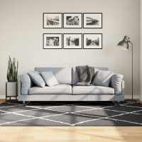 Produktbild för Ryamatta PAMPLONA lång lugg modern svart & gräddvit 160x230 cm