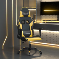 Produktbild för Gamingstol med massage svart och guld konstläder