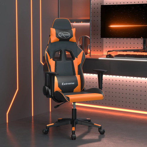 vidaXL Gamingstol med massage svart och orange konstläder