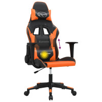 Produktbild för Gamingstol med massage svart och orange konstläder