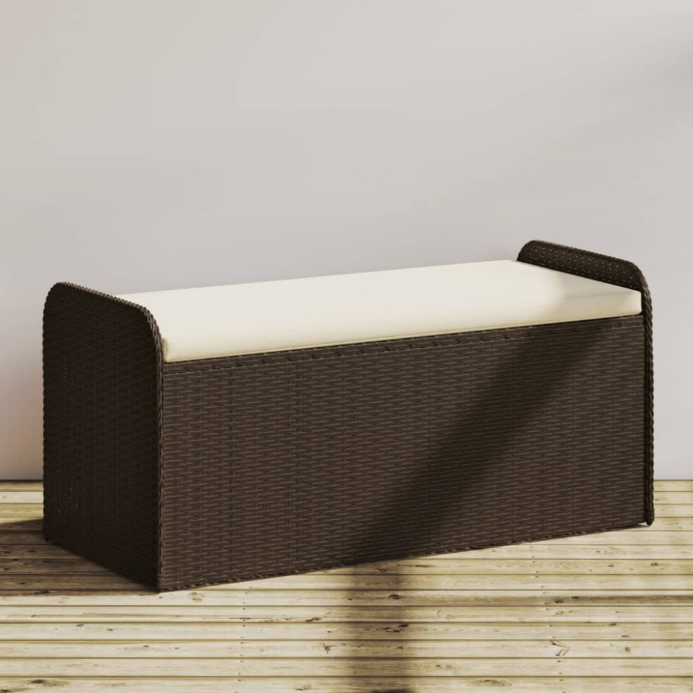 Produktbild för Förvaringsbänk med dyna brun 115x51x52 cm konstrotting
