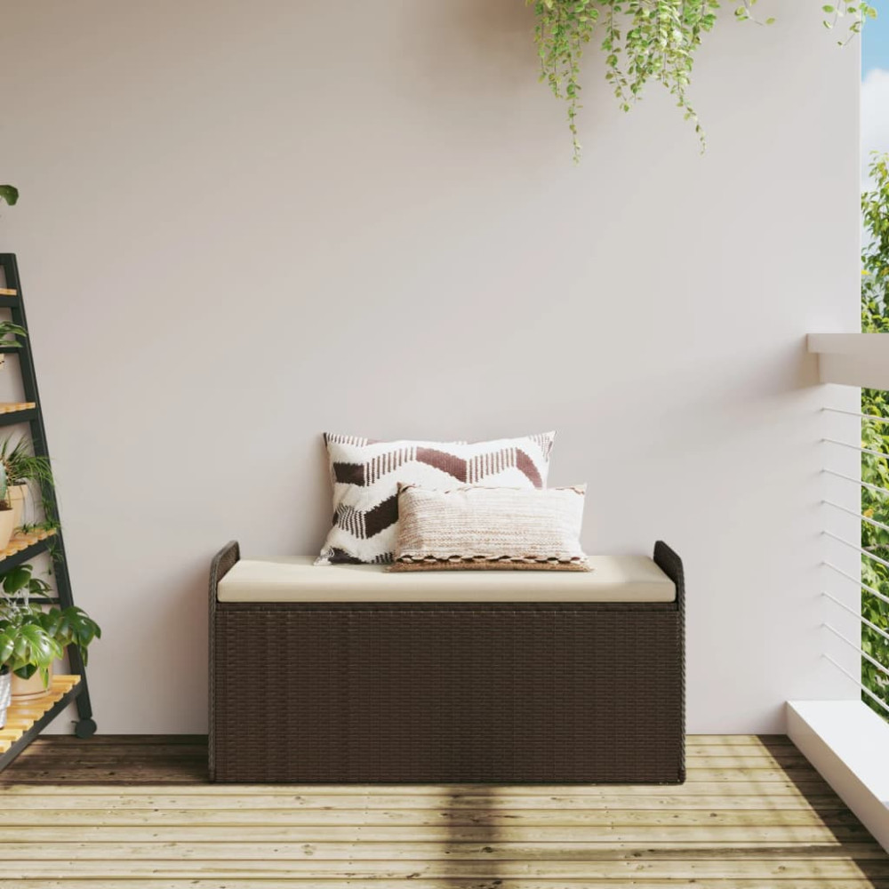 Produktbild för Förvaringsbänk med dyna brun 115x51x52 cm konstrotting