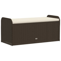 Produktbild för Förvaringsbänk med dyna brun 115x51x52 cm konstrotting
