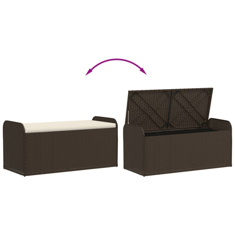 Produktbild för Förvaringsbänk med dyna brun 115x51x52 cm konstrotting