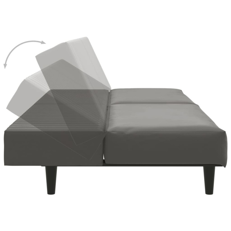 Produktbild för Bäddsoffa 2-sits grå konstläder