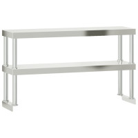 Miniatyr av produktbild för Arbetsbord med överhylla 110x55x150 cm rostfritt stål