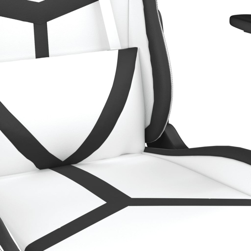Produktbild för Gamingstol med massage vit och svart konstläder