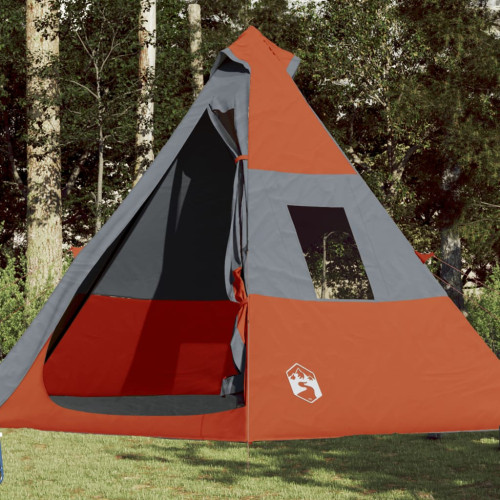 vidaXL Campingtält 7 personer grå och orange vattentätt