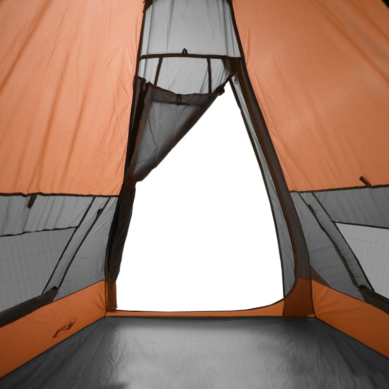 Produktbild för Campingtält 7 personer grå och orange vattentätt