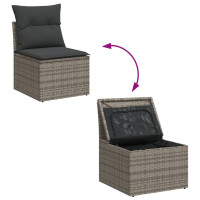 Produktbild för Loungegrupp för trädgården med dynor 8 delar grå konstrotting